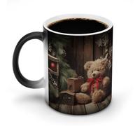 KWQDOZF Tasses à café thermosensibles imprimées en forme de poupée ours en forme de branche d'arbre de Noël. Tasse à café changeante de couleur. Image complète révélée lorsque la chaleur est ajoutée.