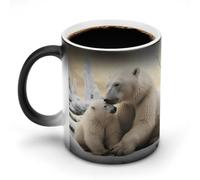 KWQDOZF Tasses à café thermosensibles imprimées « Polar Bear Love » ; tasse à café changeant de couleur, image complète révélée lorsque la chaleur est ajoutée.