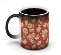 KWQDOZF Tasses à café thermosensibles imprimées Popcorn. Tasse à café changeant de couleur. Image complète révélée lorsque HOT est ajouté.