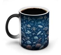 KWQDOZF Tasses à café thermosensibles imprimées représentant la vie marine sous-marine. Tasse à café changeant de couleur et morphing. Image complète révélée lorsque la chaleur est ajoutée.