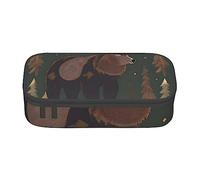 KWQDOZF The Lodge Bear Deer Sac à stylos de Papeterie à Compartiment Durable de Grande capacité, boîte à Crayons
