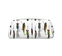 KWQDOZF Trousse à Crayons en Cuir pour Filles et garçons, Divers Types d'appâts de pêche, Trousse à Crayons personnalisée imprimée, Sacs de Rangement de Papeterie