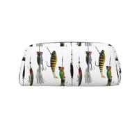 KWQDOZF Trousse à Crayons en Cuir pour Filles et garçons, Divers Types d'appâts de pêche, Trousse à Crayons personnalisée imprimée, Sacs de Rangement de Papeterie