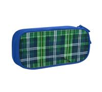 KWQDOZF Trousse à Crayons Grande capacité à Motif Tartan écossais Bleu, Double Fermeture éclair, Organisateur de Maquillage