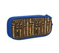 KWQDOZF Trousse à Crayons Grande capacité imprimée de hiéroglyphes égyptiens Antiques, Double Fermeture éclair, Organisateur de Maquillage