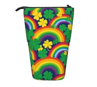 KWQDOZF Trousse à Crayons Rainbow Clover, étui télescopique à Crayons en Forme de trèfle, Trousse de Papeterie Extensible pour Fournitures de Bureau, Maquillage et Voyages