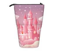 KWQDOZF Trousse à Crayons Rose en Forme de château, Pochette télescopique en Forme d'étoile Spatiale, étui à Fournitures de Bureau Extensible, Organisateur pour Maquillage et Voyages.