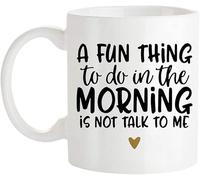 KWQDOZF Une activité amusante à faire le matin : « Parle-moi » Mug à café fantaisie, tasse en céramique imprimée recto verso pour thé ou lait, avec anse, 325 ml