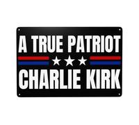 KWQDOZF Une véritable plaque métallique patriotique Charlie Kirk, décoration murale en étain, Justice pour Charlie Kirk, 30,5 x 20,3 cm, accessoire décoratif pour la maison