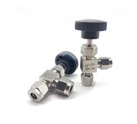 KWQNPHTRN Vanne à Aiguille à Double Virole en Acier Inoxydable 304, 1 pièce, 6mm 8mm 10mm, Chemin de gaz, Type à Angle Droit, vanne à Globe(6.35mm)