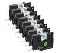 KWRTFKTYS Lot de 3/5/8/10 Rubans thermorétractables compatibles avec Les Rubans d'étiquetage B-otner Hse-231 HS-631 et l'imprimante P-Ouch PT-P750W(8PK Black on White,18mm)