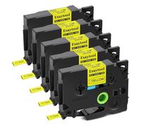 KWRTFKTYS Lot de 3/5/8/10 Rubans thermorétractables compatibles avec Les Rubans d'étiquetage B-otner Hse-231 HS-631 et l'imprimante P-Ouch PT-P750W(5PK Black on Yellow,18mm)