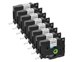 KWRTFKTYS Lot de 3/5/8/10 Rubans thermorétractables compatibles avec Les Rubans d'étiquetage B-otner Hse-231 HS-631 et l'imprimante P-Ouch PT-P750W(8PK Black on White,12mm)