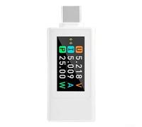 KWS1902L USB C Multimètre de tension et de courant, écran TFT haute résolution de 0 96", mesure les paramètres électriques jusqu'à 430 V CC et 12 A de crête (blanc)
