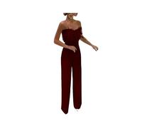 KWTF Combinaisons blanches pour femmes tube de plumes sexy mode barboteuse soirée vêtements pantalon avec ceinture élégante combinaison dames