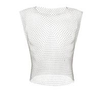 KWTF Débardeur Sexy en résille pour Hommes, Strass Brillant, Gilet ajouré, Maille, T-Shirt sans Manches, vêtements Transparents