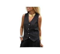 KWTF Gilet en Coton et Lin de Couleur Unie pour Femmes, Gilet de Port extérieur pour se Rendre au Travail avec Un Gilet de Costume pour Femmes