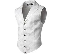KWTF Hommes élégant Gilet Fleur Coupe ajustée mâle Costume Gilet Robe Formelle Veste pour Mariage décontracté Vintage