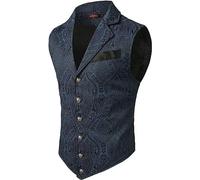 KWTF Hommes élégant Gilet Fleur Coupe ajustée mâle Costume Gilet Robe Formelle Veste pour Mariage décontracté Vintage