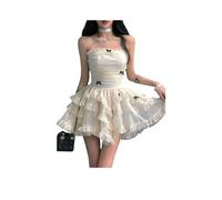 KWTF Mini Robe coréenne Noire Y2k pour Femmes, Tenue d'été décontractée en Tulle, Bralette sans Manches, Lolita, Bouffante de gâteau d'anniversaire, vêtements féminins