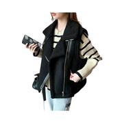 KWTF Mode chaud fourrure gilet pour femmes élégant sans manches col rabattu vestes hiver Chic décontracté Faux cuir gilet gilets