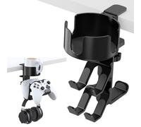KWTOUL Support Casque Gamer Rotatif 3 en 1, Porte Manette & Gobelet Remplaçable, Bureau Rotatif pour Contrôleur Casque Tasse, Accessoires de Jeu (Noir)