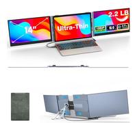 Kwumsy Écran Portable-14" Triple Moniteur Pour Ordinateur Portable, 0,17" Ultra-Thin et Ultra-Léger Dual Moniteur Portable,Compatible Avec Les Ordinateurs Portables De 13 À 17 Pouces Laptop, Plug-Play
