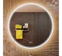 KWW Grand Miroir de Toilette de Salle de Bain Rond LED Moderne, Température de Couleur Réglable, Gradateur Antibuée, Miroir Mural Horizontal/Vertical (100_x_100_cm)