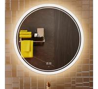 KWW Grand Miroir de Toilette de Salle de Bain Rond LED Moderne, Température de Couleur Réglable, Gradateur Antibuée, Miroir Mural Horizontal/Vertical (70_x_70_cm)