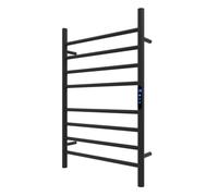 KWW Porte-serviettes chauffant, télécommande avec application Tuya, chauffe-serviettes avec minuterie, chauffe-serviettes mural pour salle de bain (noir mat, 7 bars)