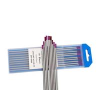 Kwweeoo Électrode tungstène WE3, Violet, 10pcs Ø:1.6 mm, L:175 mm | Polyvalente courant continu et alternatif, bon allumage et faible usure. Adaptée à l’acier, l’inox et alliages légers