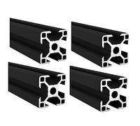 Kwweeoo Lot de 4 rails linéaires anodisés en aluminium 3030 - 300 mm de long - Noir - Profil en T - Série 30 - Norme européenne - 76,2 x 76,2 cm - 30 cm