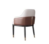 Kx9Lb8d Chaises de réception Chaises de Salle à Manger Modernes du Milieu siècle, chaises avec Bras, en Cuir, Pieds métal for Cuisine Salon(Bruin)