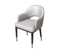 Kx9Lb8d Chaises de réception Chaises de Salle à Manger Modernes en Simili Cuir du Milieu siècle avec accoudoirs, siège rembourré, Pieds métal for Cuisine et(Light Grey)
