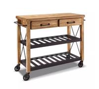 Kx9Lb8d Îlot de Cuisine Multifonctionnel Chariot de Cuisine en Bois Rustique, îlot Roulant avec tiroirs et étagères Meubles