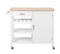 Kx9Lb8d Îlot de Cuisine Multifonctionnel Chariot d'îlot de Cuisine Roulant avec Armoire à tiroirs, casier vin, Dessus en Bois et Roues verrouillables Meubles(Grand)