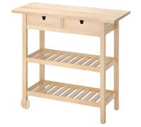Kx9Lb8d Îlot de Cuisine Multifonctionnel Ilot de Cuisine Roulant avec tiroirs, étagères Ouvertes à Lattes, Plan Travail et roulettes Mobiles Meubles