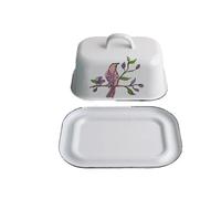 Kx9Lb8d Porte-beurre Beurrier avec couvercle Plateau Dim Sum Boîte à beurre de rangement for fromage en émail, adapté aux hôtels et restaurants Beurriers