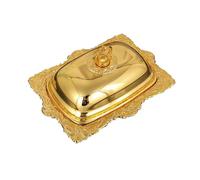 Kx9Lb8d Porte-beurre Beurrier créatif de style européen, couvercle rectangulaire en métal, assiette à collation, fromage grande capacité, vaisselle cuisine, boîte conservation du Beurriers