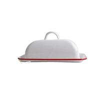 Kx9Lb8d Porte-beurre Beurrier vintage en émail avec couvercle, plateau à dim sum, boîte beurre, de rangement for fromage Beurriers(Red)