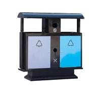 Kx9Lb8d Poubelles extérieures Poubelle double fixe en métal for extérieur, lieu pittoresque