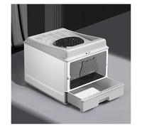 Kx9Lb8d Toilettes pour Animaux Bac à litière en Plastique for Chat, bac Semi-fermé avec Pelle, Grand for Chats de Petite Grande Taille Bacs à litière Standards(Grigio)