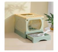 Kx9Lb8d Toilettes pour Animaux Bac à litière Pliable for Chat, entrée supérieure Extra Large avec couvercles, bac XL for Grands Chats, for Facile Nettoyer Bacs à litière Standards(Green)