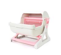 Kx9Lb8d Toilettes pour Animaux Grand bac à litière for Chat Semi-fermé Semi-Automatique basculement for Fournitures for Animaux de Compagnie Facile Nettoyer Bacs à litière Standards(Pink)