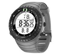KXAITO 6256 Montre de sport militaire étanche pour homme avec affichage de la date et affichage de la date, affichage LED, alarme, chronomètre, Cadran blanc avec bracelet gris, Large