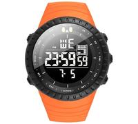 KXAITO 6256 Montre de sport militaire étanche pour homme avec affichage de la date et affichage de la date, affichage LED, alarme, chronomètre, Bracelet orange, Large