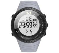 KXAITO 6256 Montre de sport militaire étanche pour homme avec affichage de la date et affichage de la date, affichage LED, alarme, chronomètre, Cadran blanc avec bracelet gris, Large