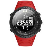KXAITO 6256 Montre de sport militaire étanche pour homme avec affichage de la date et affichage de la date, affichage LED, alarme, chronomètre, Bande rouge, Large