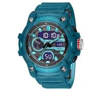 KXAITO Montre de sport militaire étanche pour homme avec affichage de la date, affichage de la date, affichage LED, alarme, chronomètre 8086, 8086 Bleu foncé translucide, Large, Militaire
