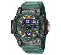 KXAITO Montre de sport militaire étanche pour homme avec affichage de la date, affichage de la date, affichage LED, alarme, chronomètre 8086, 8086 Vert militaire, Large, Militaire